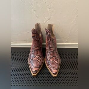 Vince Camuto Purple Snake Print Ankle Boots